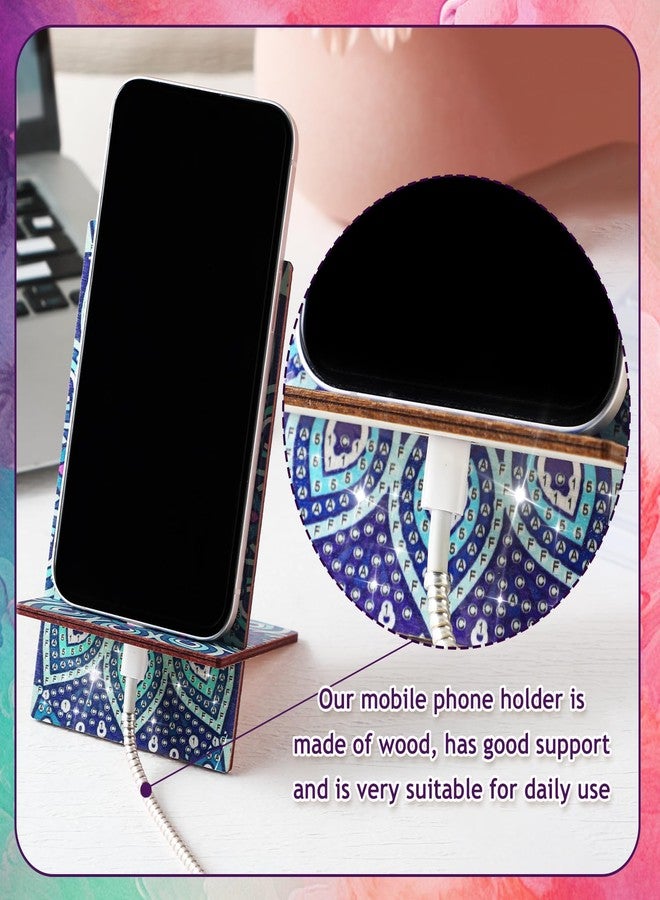 Saillong 4 Pcs Diamond Painting Cell Phone Stand DIY Full Drill Crystal Diamond Art Phone Holder Bling Mandala Painting Art Craft Kits for Beginner Adult - Image 2