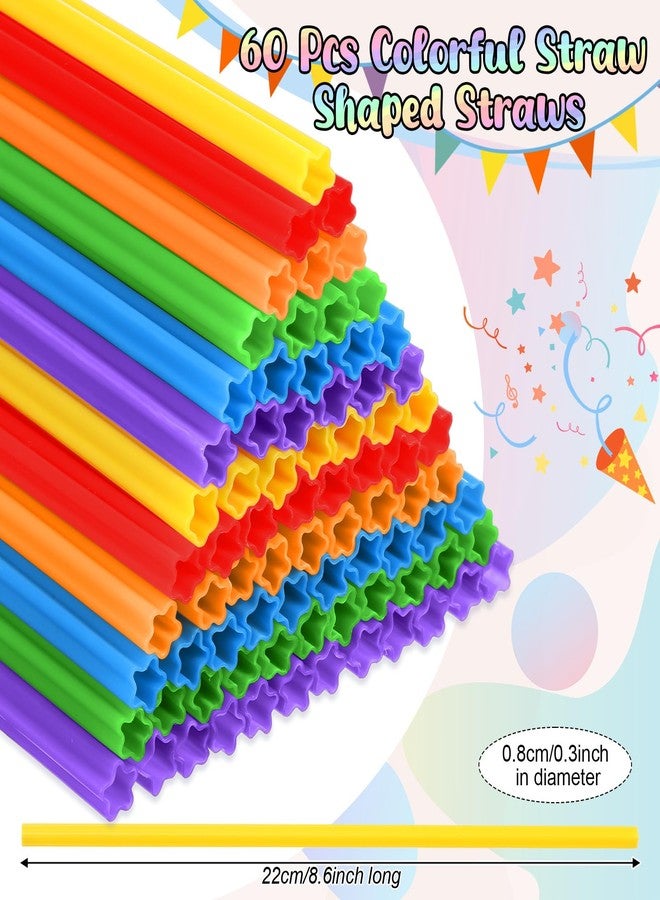 Potchen 60 Pcs Colorful Star Shaped Plastic Straws Disposable Drinking Cute Straw for Beverage Cocktail Birthday Party Baby Shower Wedding Decorations (Vivid Color) - Image 2