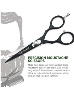 Lucky Franc's Lucky Franc's Beard Grooming Kit with Japanese Beard Scissors & Ox Horn Handmade Mini Beard Combs for Men. Mustache Trimming Kit with Mustache Hair Scissors and Comb for Men. Handmade Beard Care Kit  - Image 3