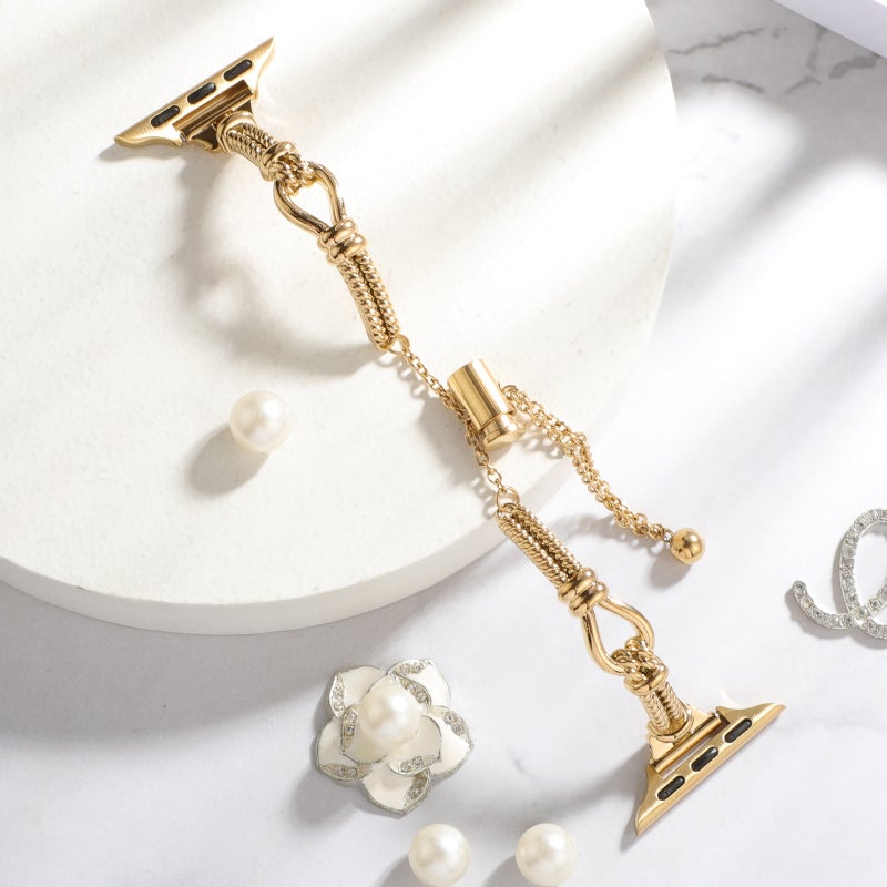 إيروريكس لساعة Apple Watch 42 مم سوار معدني ملتوي بسلسلة (ذهبي) - Image 2