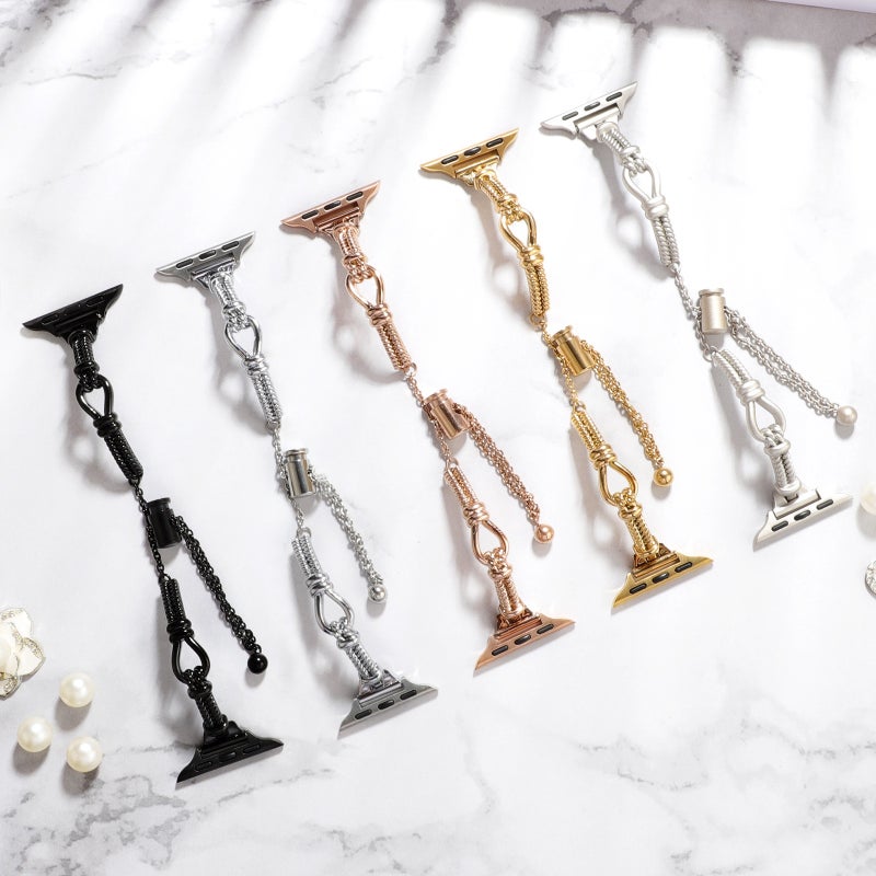 إيروريكس لساعة Apple Watch 42 مم سوار معدني ملتوي بسلسلة (ذهبي) - Image 5