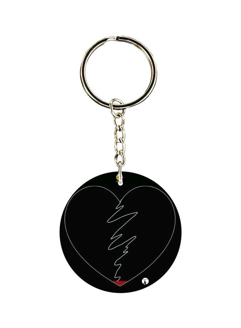 Double Side Heart Printed Keychain