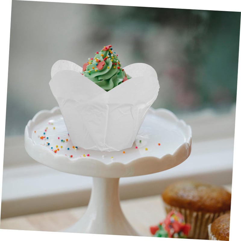 100 Pcs Medium Greaseproof Baking Cups Lotus Style Muffin Liners Food Grade Paper - Image 5
