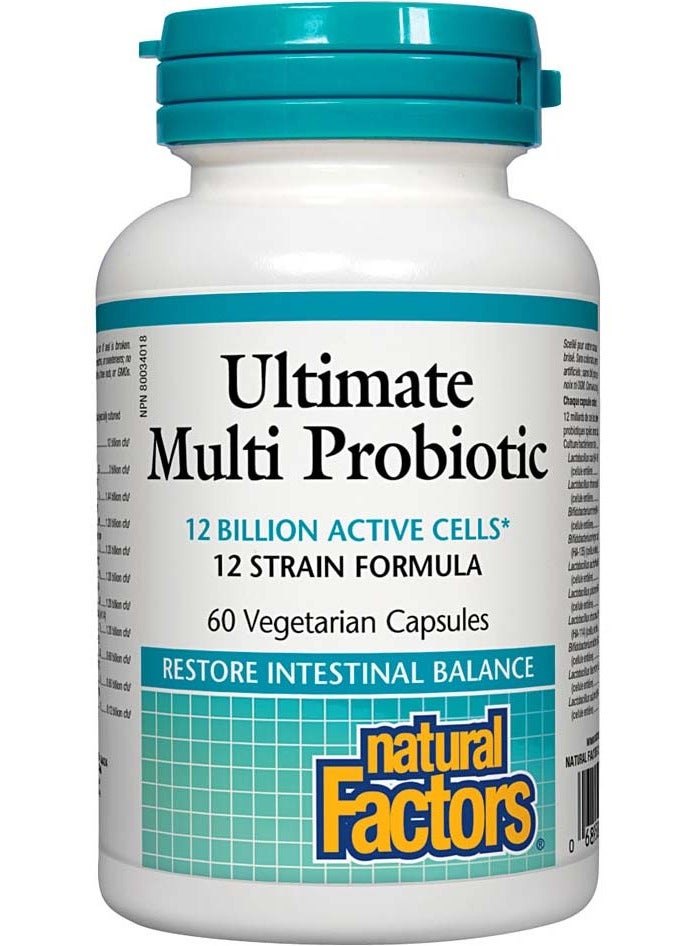 natural Factors Natural Factors Ultimate Multi Probiotic, 12 Billion Active Cells, 60 Veggie Capsules 
