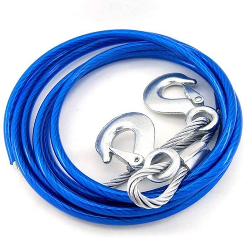 GNEY Car Vehicle Boat Steel Wire Tow Rope Emergency Steel Tow Cable Towing Strap Rope Hauling Pulling Line with Hook 7 Ton 12 MM 4 Meter - Image 1