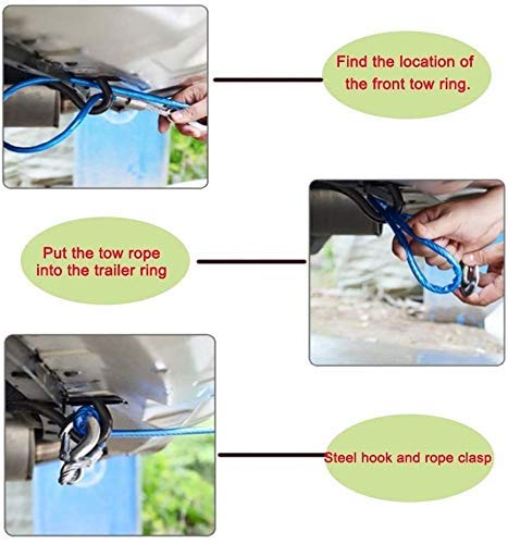 GNEY Car Vehicle Boat Steel Wire Tow Rope Emergency Steel Tow Cable Towing Strap Rope Hauling Pulling Line with Hook 7 Ton 12 MM 4 Meter - Image 5