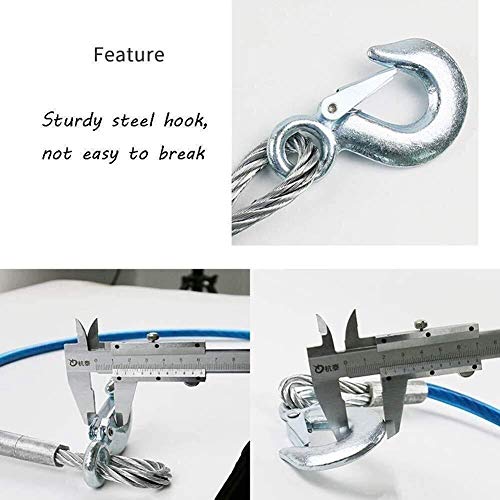 GNEY Car Vehicle Boat Steel Wire Tow Rope Emergency Steel Tow Cable Towing Strap Rope Hauling Pulling Line with Hook 7 Ton 12 MM 4 Meter - Image 2