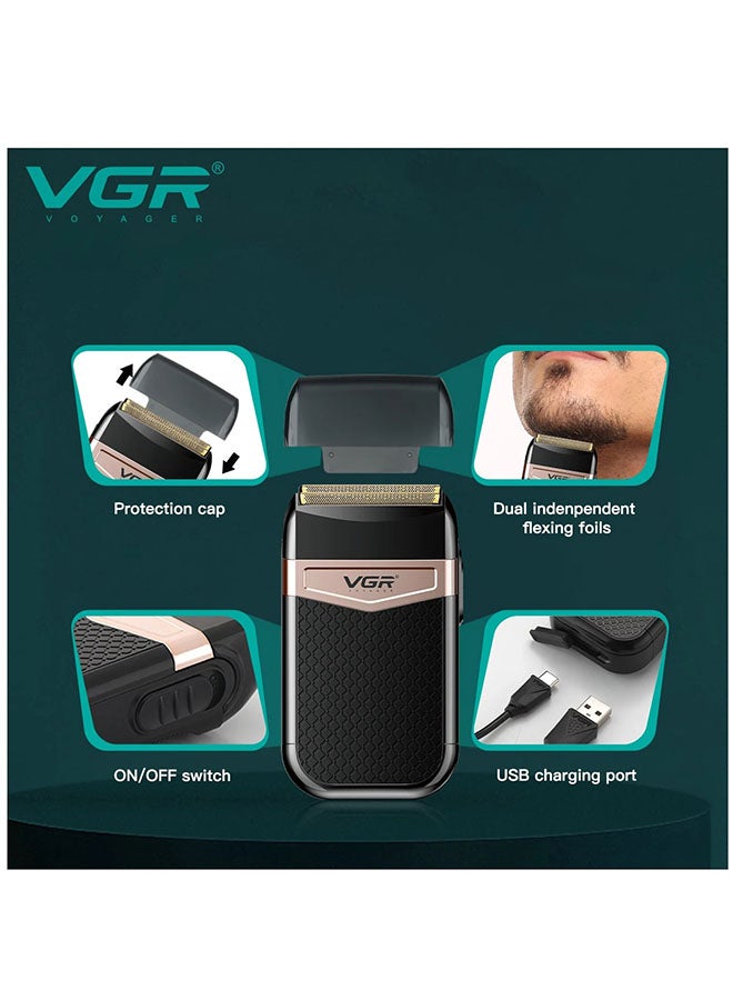 VGR V-331 Professional Men's Shaver IPX4 Fully Waterproof Rechargeable Shaver Black - Image 2