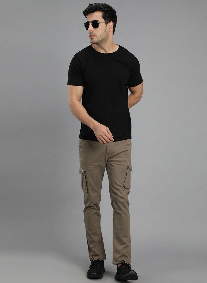 Hence Men Relaxed Tapered Fit Cargos Trousers in Khaki - Image 5