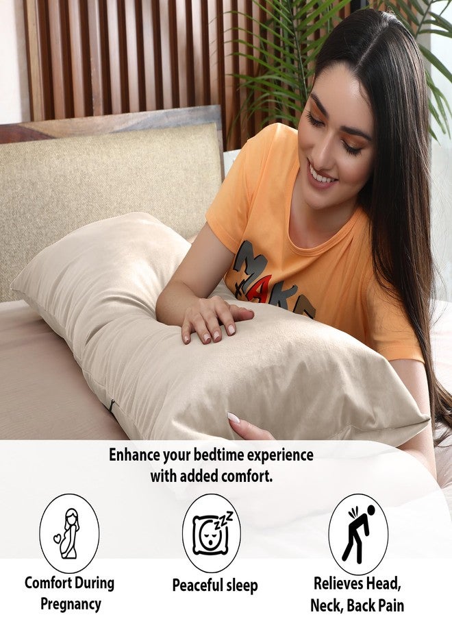 Dormyo Cozy: Maternity Shaped Body Maternity Pillow for Pregnant Women with 100% Velvet Stretch Detachable Zipper Pillow Cover- 2.5Kg (Cream, Long Body Hug Pillow) - Image 5