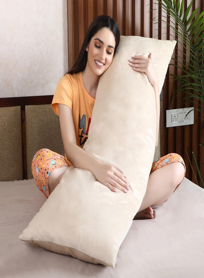 Dormyo Cozy: Maternity Shaped Body Maternity Pillow for Pregnant Women with 100% Velvet Stretch Detachable Zipper Pillow Cover- 2.5Kg (Cream, Long Body Hug Pillow) - Image 4