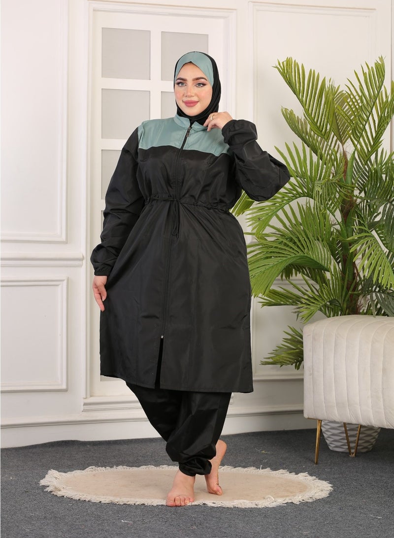 3 piece waterproof swimming suit for women with hijab plus size -islamic swimsuit for women cover up-swimwear for muslim women-modest swimming suit for women-islamic burkini hijab .  - Image 1
