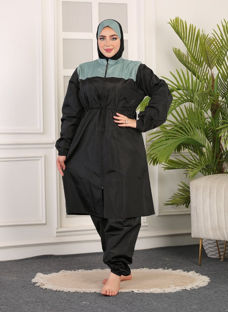 3 piece waterproof swimming suit for women with hijab plus size -islamic swimsuit for women cover up-swimwear for muslim women-modest swimming suit for women-islamic burkini hijab .  - Image 2