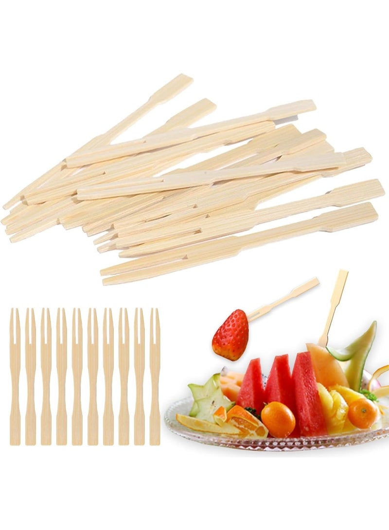 Bamboo Forks for Appetizers, 3.5 inch Mini Forks Bamboo Forks Appetizer Forks Small Fruit Forks Toothpicks Disposable Food Picks Forks for Appetizer Charcuterie for Party - 300 pieces - Image 1