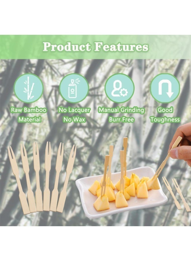 Bamboo Forks for Appetizers, 3.5 inch Mini Forks Bamboo Forks Appetizer Forks Small Fruit Forks Toothpicks Disposable Food Picks Forks for Appetizer Charcuterie for Party - 300 pieces - Image 5