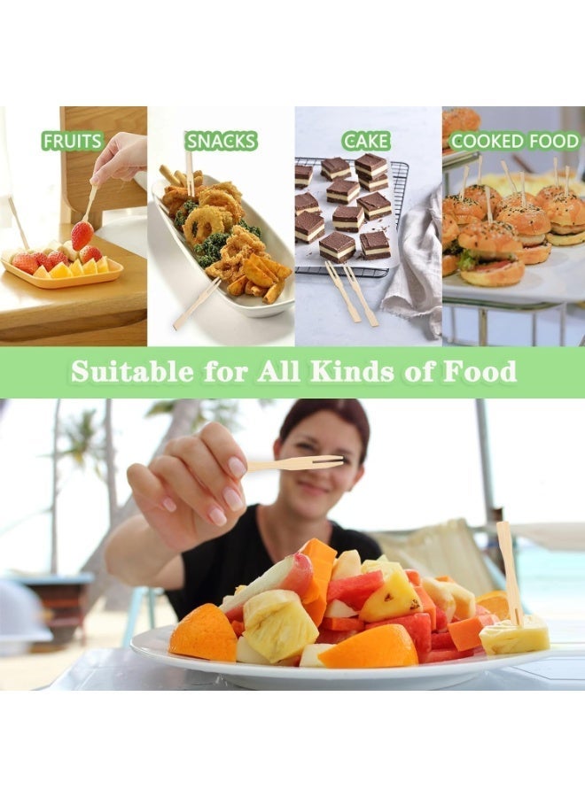 Bamboo Forks for Appetizers, 3.5 inch Mini Forks Bamboo Forks Appetizer Forks Small Fruit Forks Toothpicks Disposable Food Picks Forks for Appetizer Charcuterie for Party - 300 pieces - Image 4