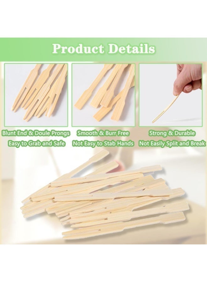 Bamboo Forks for Appetizers, 3.5 inch Mini Forks Bamboo Forks Appetizer Forks Small Fruit Forks Toothpicks Disposable Food Picks Forks for Appetizer Charcuterie for Party - 300 pieces - Image 3