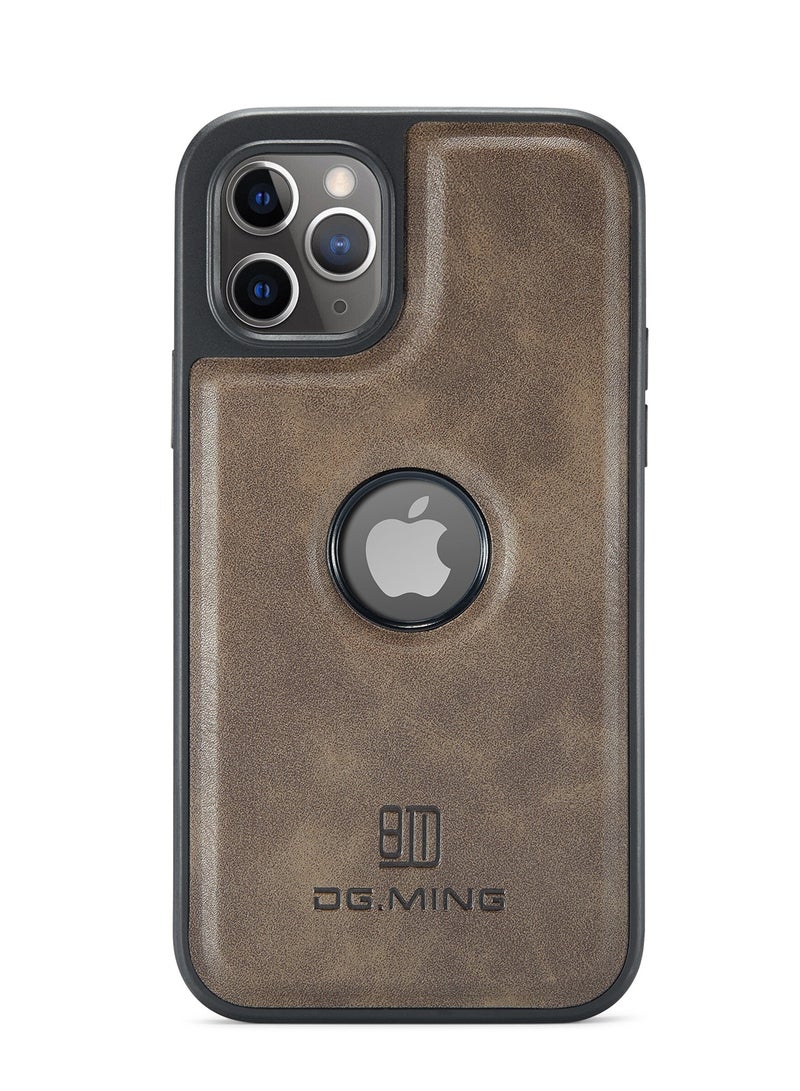 DGMING Case Cover Premium Leather Back with Logo CutOut Shockproof Compatible with Iphone 11 Pro  (Coffe) - Image 2