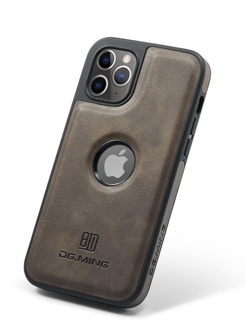 DGMING Case Cover Premium Leather Back with Logo CutOut Shockproof Compatible with Iphone 11 Pro  (Coffe) - Image 1