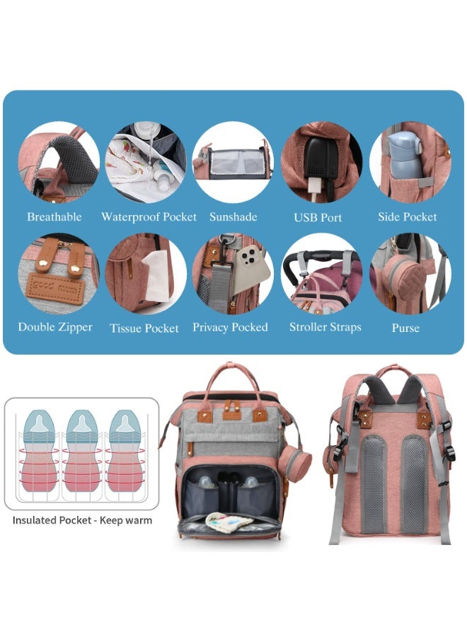 ASIV Baby Diaper Bag with Changing Pad – Waterproof, large-capacity diaper bag, perfect for moms and dads, with USB charging port and stroller straps. Baby shower gift. (RGB – likely refers to color options or lighting feature, please confirm) - Image 5
