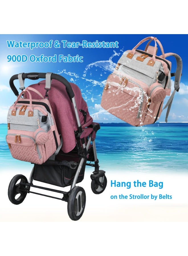 ASIV Baby Diaper Bag with Changing Pad – Waterproof, large-capacity diaper bag, perfect for moms and dads, with USB charging port and stroller straps. Baby shower gift. (RGB – likely refers to color options or lighting feature, please confirm) - Image 4