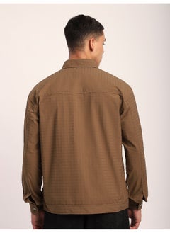 Beyoung Camel Brown Block Textured Shacket  - Image 4