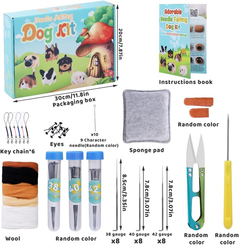 SUVSOON Needle Felting Kit, 6 Doll Making Wool Needle Felting Starter Kit with Instruction, Felting Foam Mat and DIY Needle Felting Supply for DIY Craft Animal Home Decoration Birthday Gift - Image 2