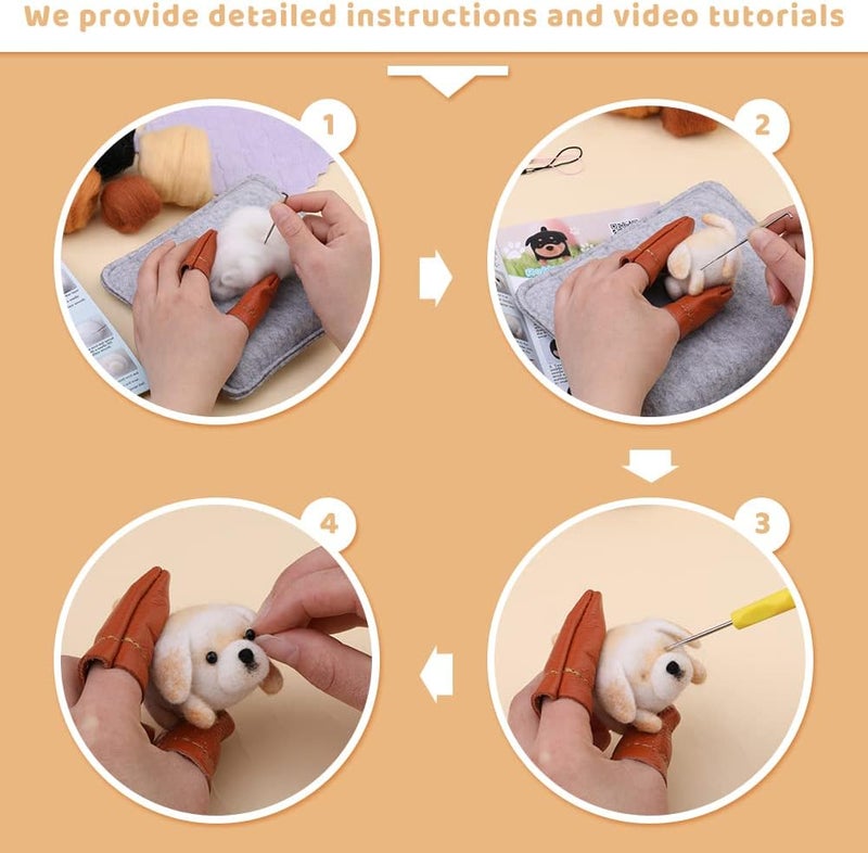 SUVSOON Needle Felting Kit, 6 Doll Making Wool Needle Felting Starter Kit with Instruction, Felting Foam Mat and DIY Needle Felting Supply for DIY Craft Animal Home Decoration Birthday Gift - Image 4