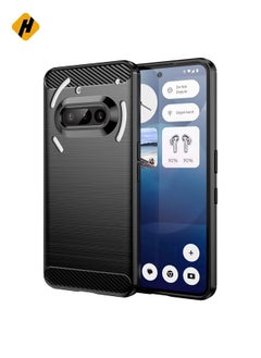 HuHa Protective Cover For Nothing Phone 3a Carbon Fiber Brushed Texture TPU Phone Case (Black)  - Image 1