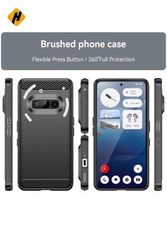HuHa Protective Cover For Nothing Phone 3a Carbon Fiber Brushed Texture TPU Phone Case (Black)  - Image 2