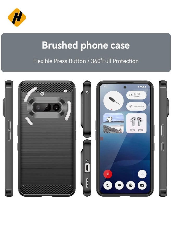 HuHa Protective Cover For Nothing Phone 3a Carbon Fiber Brushed Texture TPU Phone Case (Black)  - Image 2