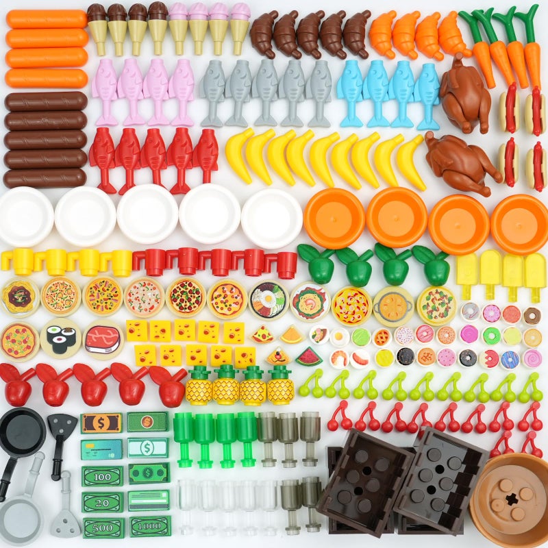 BroTex 200pcs Food Building Blocks Accessories City Friends Kitchen Bricks Sets DIY Restaurant Picnic Building kit Compatible All Major Brands - Image 3