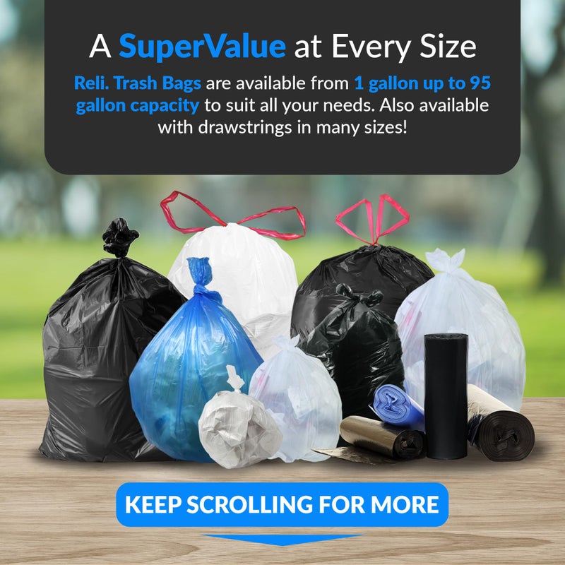Reli. 40 to 45 Gallon Trash Bags Heavy Duty | 250 Trash Bags | Super Sizeable, Black, Garbage for Serious Cleanup - Image 5