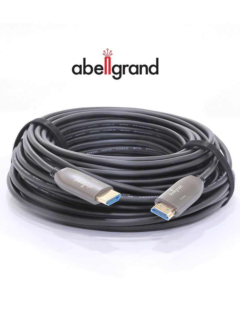Abellgrand HDMI 50m AOC 8K 2.1 AGcon Cable comes with durable construction and ultra-sleek design. Abellgrand 8K/UHD/HDR OPTICAL 8K 2.1 HDMI Hybrid cables utilize fiber to transmit HDMI data and clock portions of the signal. Supports 8K@60Hz/ 48Gbps, 4K@120Hz/18Gbps Compatible with HDMI 2.1 Units: Transmitter (Source) Receiver (Display) Video Bandwidth: 48Gbps, (12 Gbps/x4 Channel FRL) Watch 8K video contents, game console, laptop or tablet on an Ultra HD television, monitor or projector. - Image 1