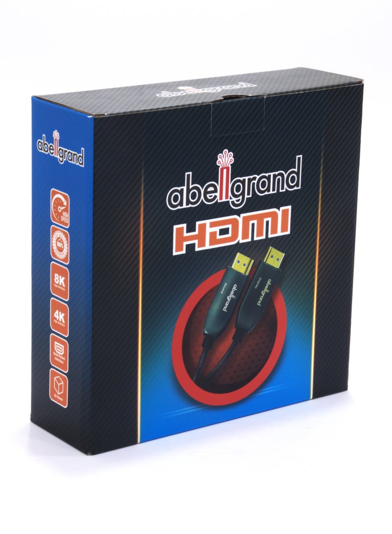 Abellgrand HDMI 50m AOC 8K 2.1 AGcon Cable comes with durable construction and ultra-sleek design. Abellgrand 8K/UHD/HDR OPTICAL 8K 2.1 HDMI Hybrid cables utilize fiber to transmit HDMI data and clock portions of the signal. Supports 8K@60Hz/ 48Gbps, 4K@120Hz/18Gbps Compatible with HDMI 2.1 Units: Transmitter (Source) Receiver (Display) Video Bandwidth: 48Gbps, (12 Gbps/x4 Channel FRL) Watch 8K video contents, game console, laptop or tablet on an Ultra HD television, monitor or projector. - Image 2