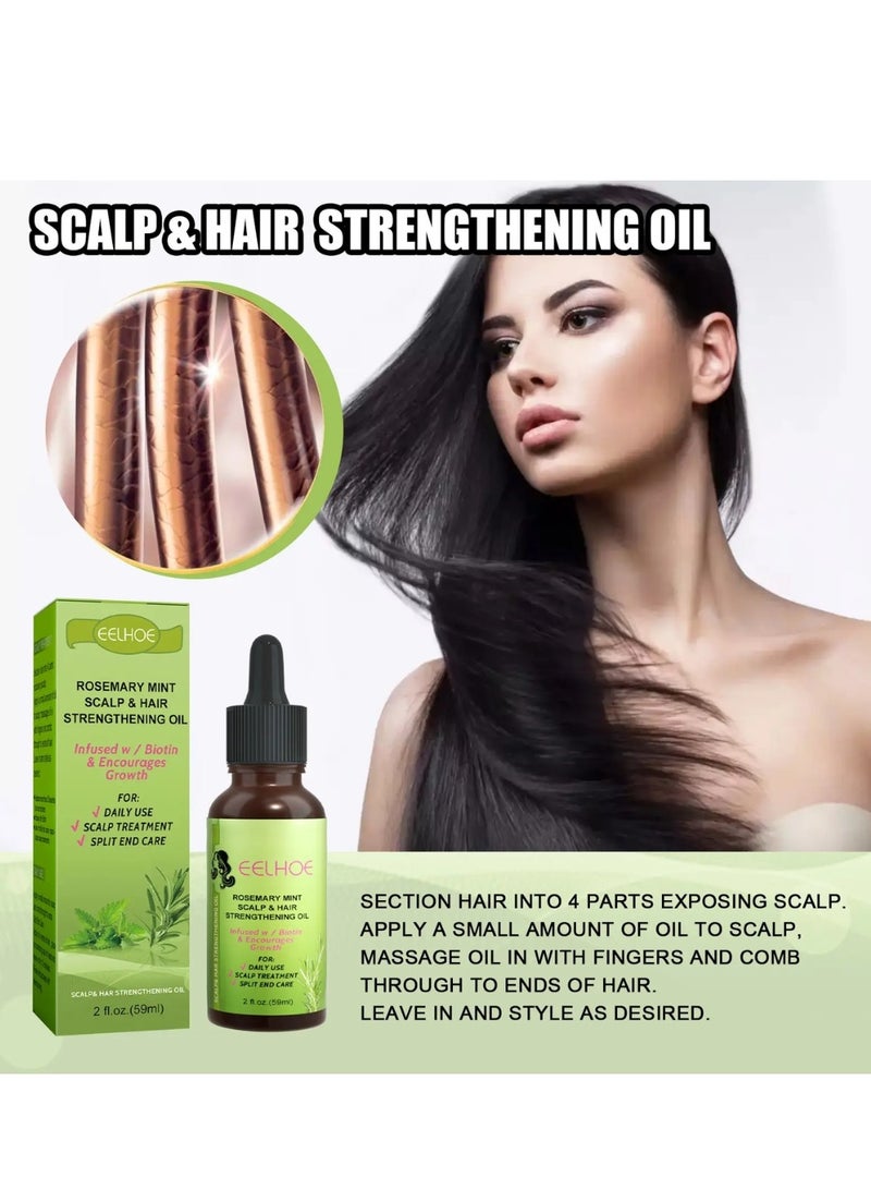 EELHOE Rosemary Mint Scalp & Hair Strengthening Oil 59ml Rosemary Essential Oil for Hair Growth Pure Organic Rosemary Oil for Dry Damaged Hair and Growth Hair Scalp Oil Pure and Natural Premium Quality Oil Hair Loss Treatment Oil for Men and Women - Image 4