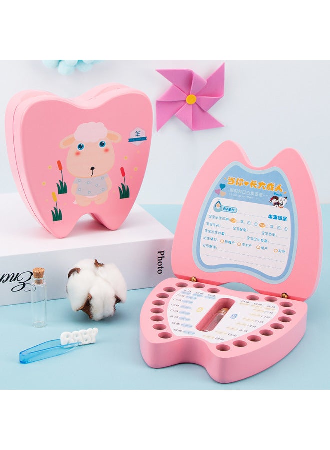 Wooden Children's Deciduous Teeth Storage Box Baby Teeth Changing Storage Box Teeth Dropping Commemorative Collection Creative Home Gifts-Color:Blue Zodiac Mouse  - Image 2