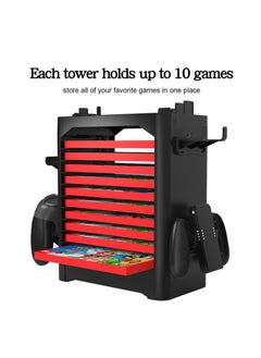 JYS Multi-Function Game Storage Tower, for Nintendo Switch/OLED/Lite,   ABS Game Card Stand Storage Stand, for Nintendo Switch Games Cards and Controller, Black  - Image 2