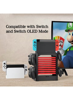 JYS Multi-Function Game Storage Tower, for Nintendo Switch/OLED/Lite,   ABS Game Card Stand Storage Stand, for Nintendo Switch Games Cards and Controller, Black  - Image 3