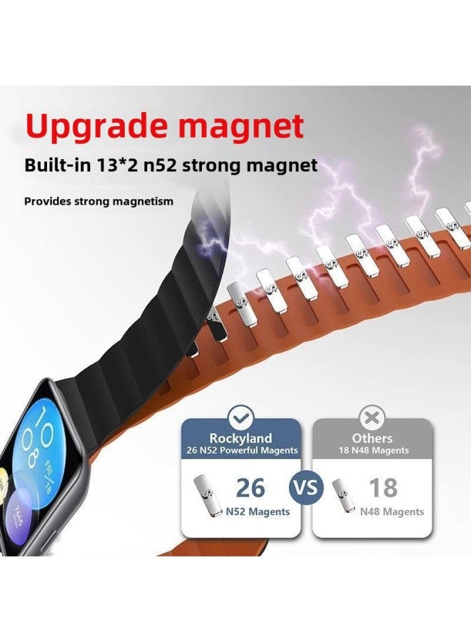 مناسبة لساعة Huawei Fit3 حزام سيليكون مغناطيسي بحلقة Fit2 رياضية ذكية سوار معصم صيفي - اللون: ينطبق على سلسلة Huawei Fit3 - [رمادي مع أحمر خمري] حزام ساعة مغناطيسي من السيليكون - Image 4