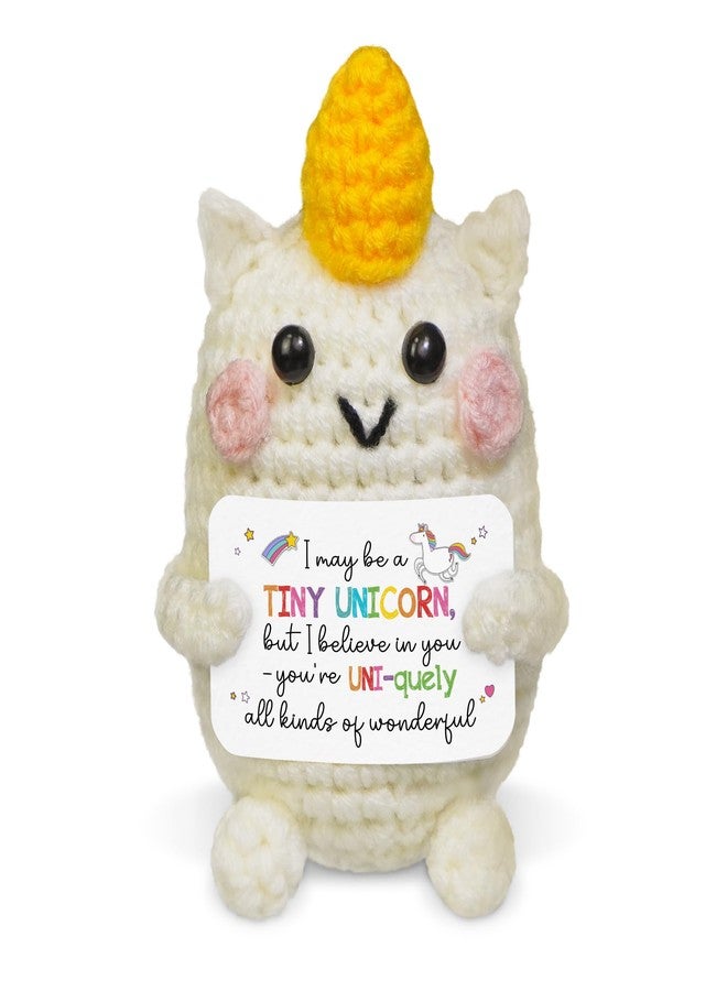 OASSIE Crochet Unicorn Plush with Motivational Quote - Handmade Motivational Doll with Good Luck Quote, Cute Stuffed Animal, Fun Decor, Uplifting Gift for Any Occasion - Image 1