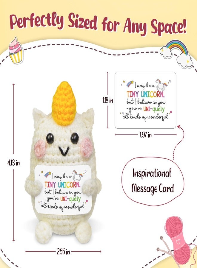 OASSIE Crochet Unicorn Plush with Motivational Quote - Handmade Motivational Doll with Good Luck Quote, Cute Stuffed Animal, Fun Decor, Uplifting Gift for Any Occasion - Image 3