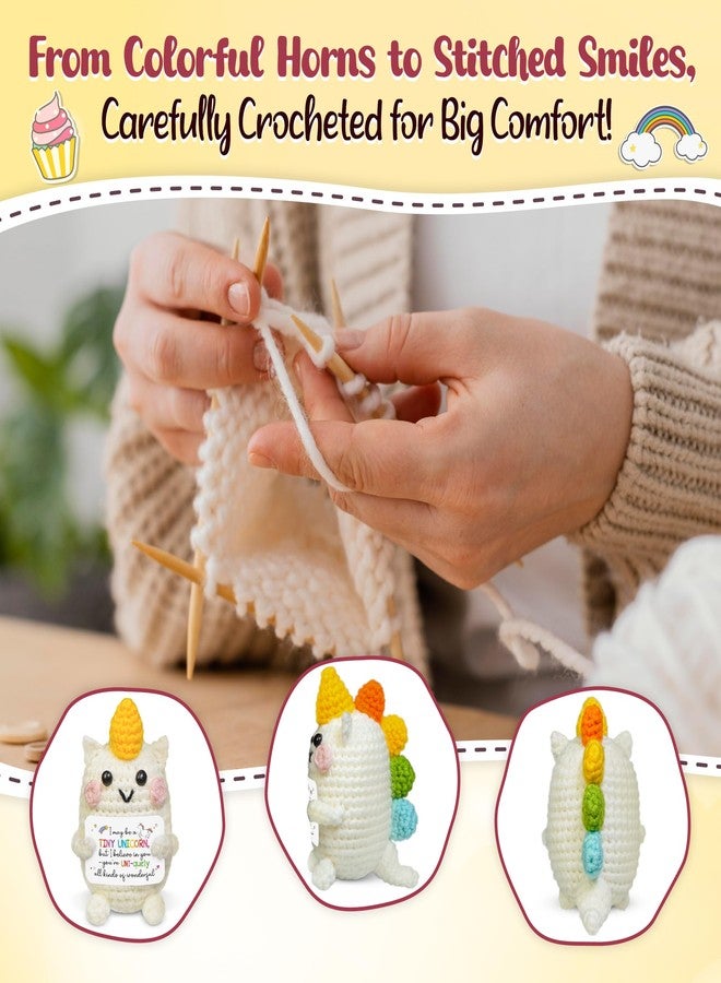 OASSIE Crochet Unicorn Plush with Motivational Quote - Handmade Motivational Doll with Good Luck Quote, Cute Stuffed Animal, Fun Decor, Uplifting Gift for Any Occasion - Image 4