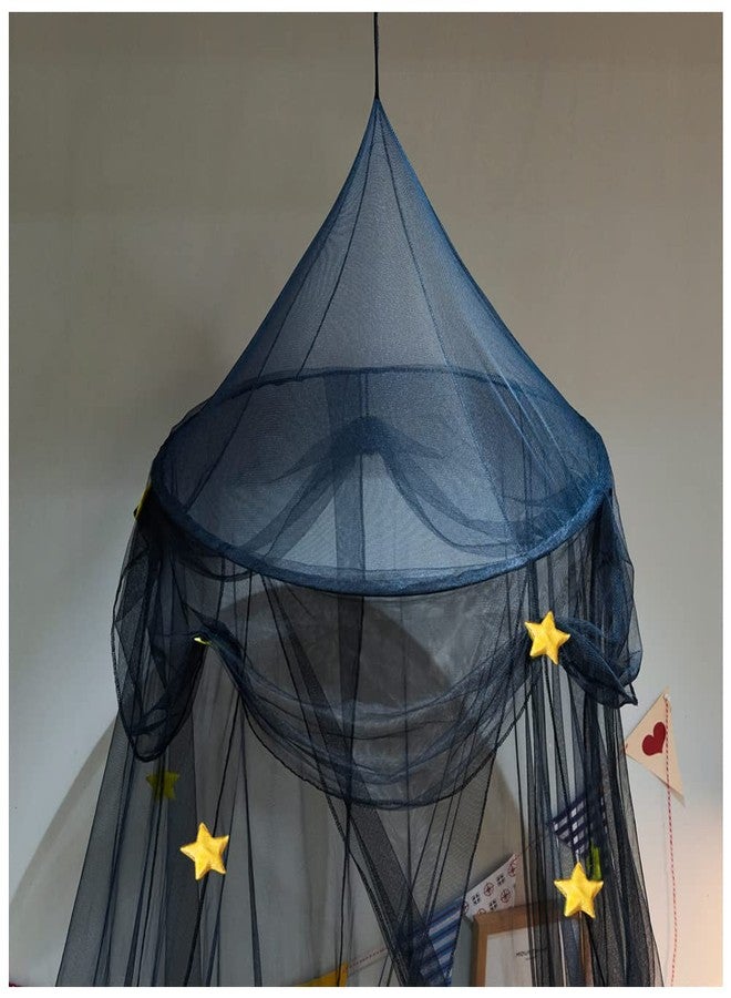 NYDECOR ناموسية NYDECOR، ستائر سرير على شكل قبة مزينة بنجوم، خيام سرير أميرة معلقة، ديكور غرفة أطفال للبنات والأولاد، ركن قراءة، أسود - Image 2