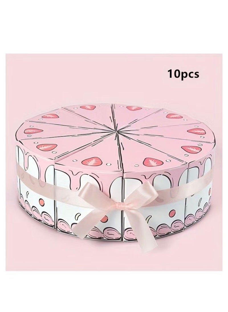 Pink triangular gift boxes , 10 pieces, for displaying sweets at birthday parties - Image 3