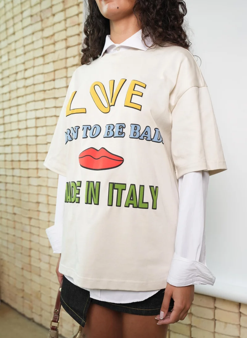 فلاش موب نيشن Love Graphic T-Shirt – Vintage White
