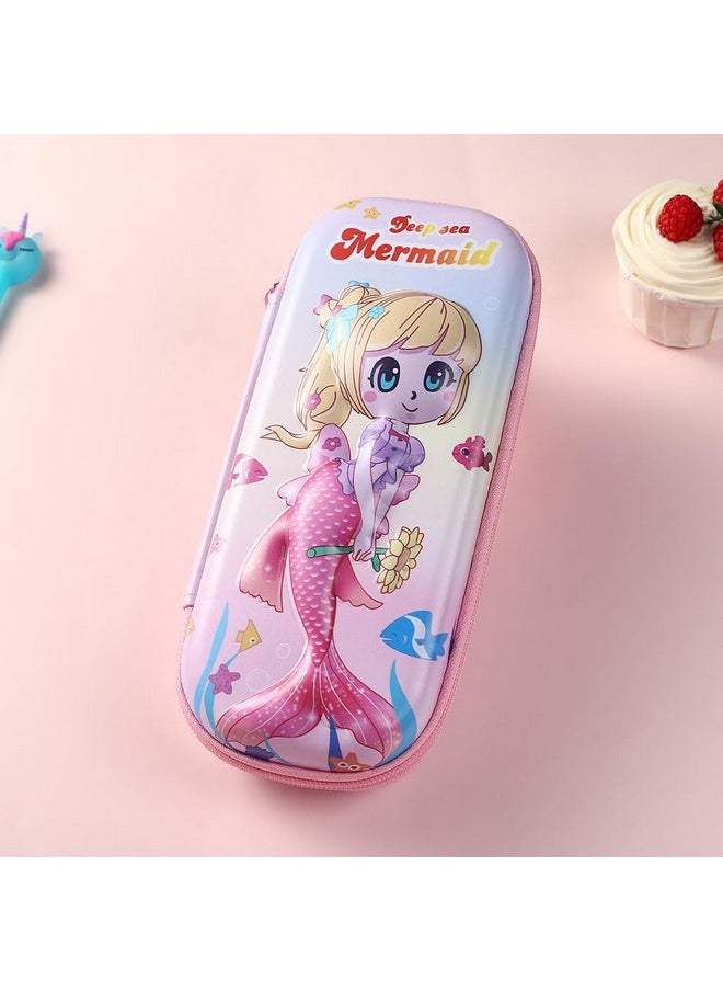 DD RETAILS - DD RETAILS 3D Cover EVA Pencil Case || Large Capacity Pencil Pouch for Boys & Girls || Cartoon Design Pencil Box/Case/Pouch for School (Print May Very) (Pack of 1) (Mermaid) - Image 1