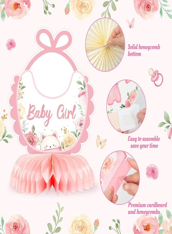 ANGOLIO 12Pcs Floral Sweet Baby Shower Party Honeycomb Centerpieces Valentine's Day Gifts Sweet Baby Is On Her Way Baby Girl Party Table Decoration Pink Floral Girl Decor for Baptism Gender Reveal - Image 4