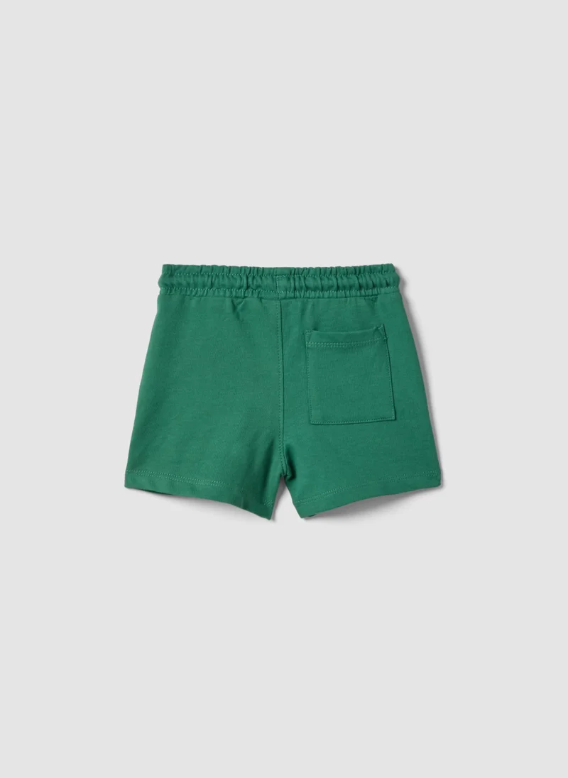 Ovs OVS Green Pure Cotton Shorts With Elasticated Waist