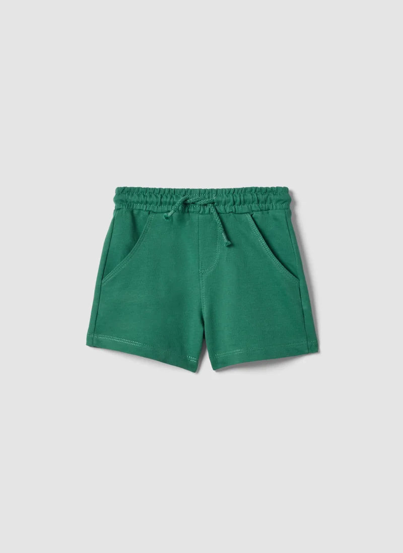 Ovs OVS Green Pure Cotton Shorts With Elasticated Waist
